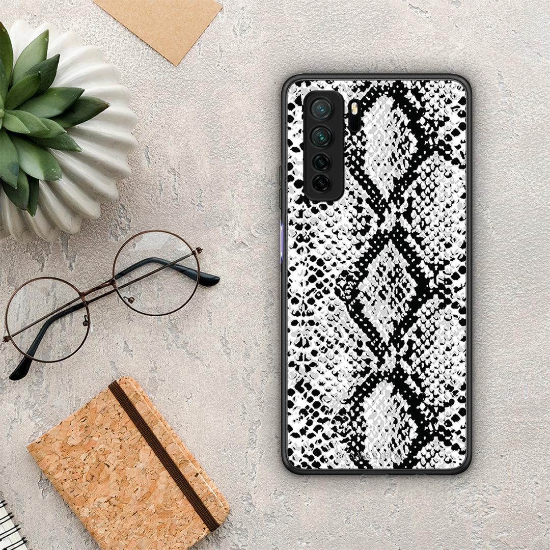 Θήκη Huawei P40 Lite 5G Animal White Snake από τη Smartfits με σχέδιο στο πίσω μέρος και μαύρο περίβλημα | Huawei P40 Lite 5G Animal White Snake Case with Colorful Back and Black Bezels