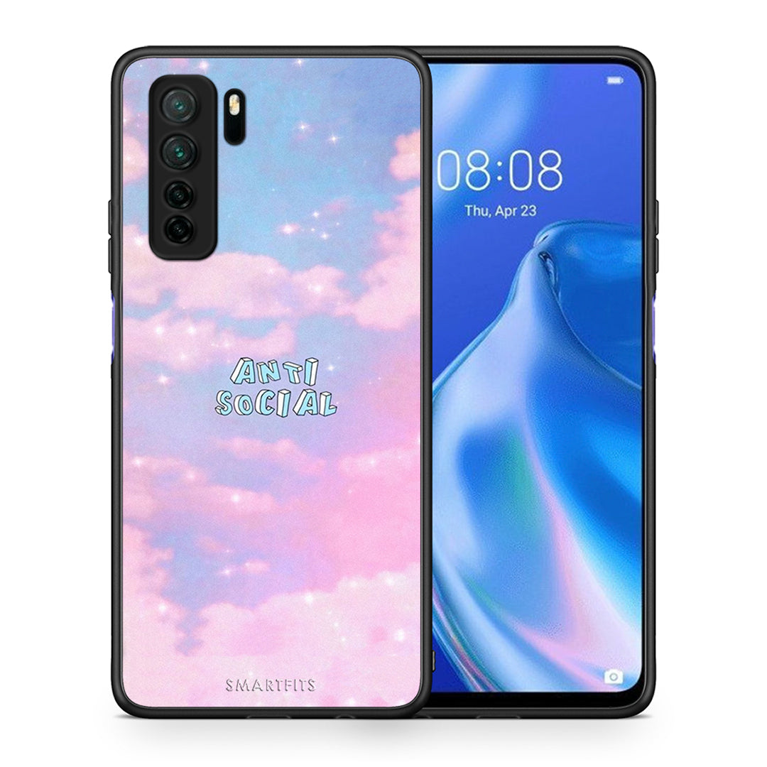 Θήκη Huawei P40 Lite 5G Anti Social από τη Smartfits με σχέδιο στο πίσω μέρος και μαύρο περίβλημα | Huawei P40 Lite 5G Anti Social Case with Colorful Back and Black Bezels