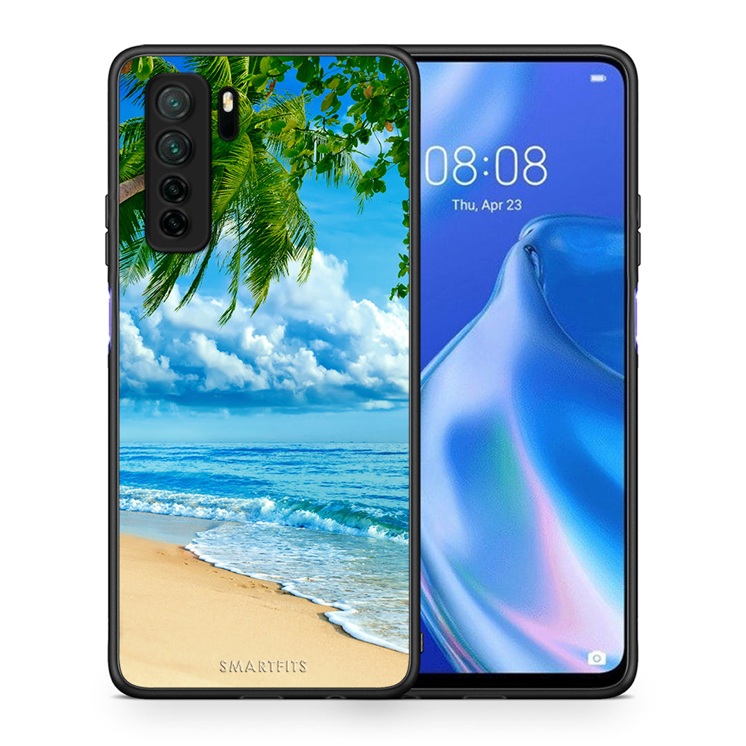 Θήκη Huawei P40 Lite 5G Beautiful Beach από τη Smartfits με σχέδιο στο πίσω μέρος και μαύρο περίβλημα | Huawei P40 Lite 5G Beautiful Beach Case with Colorful Back and Black Bezels