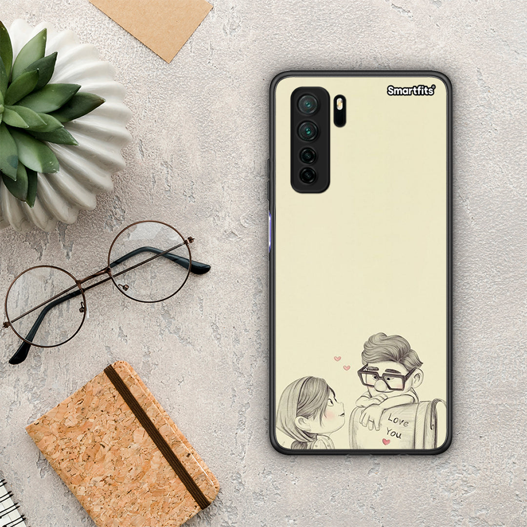 Θήκη Huawei P40 Lite 5G Carl And Ellie από τη Smartfits με σχέδιο στο πίσω μέρος και μαύρο περίβλημα | Huawei P40 Lite 5G Carl And Ellie Case with Colorful Back and Black Bezels