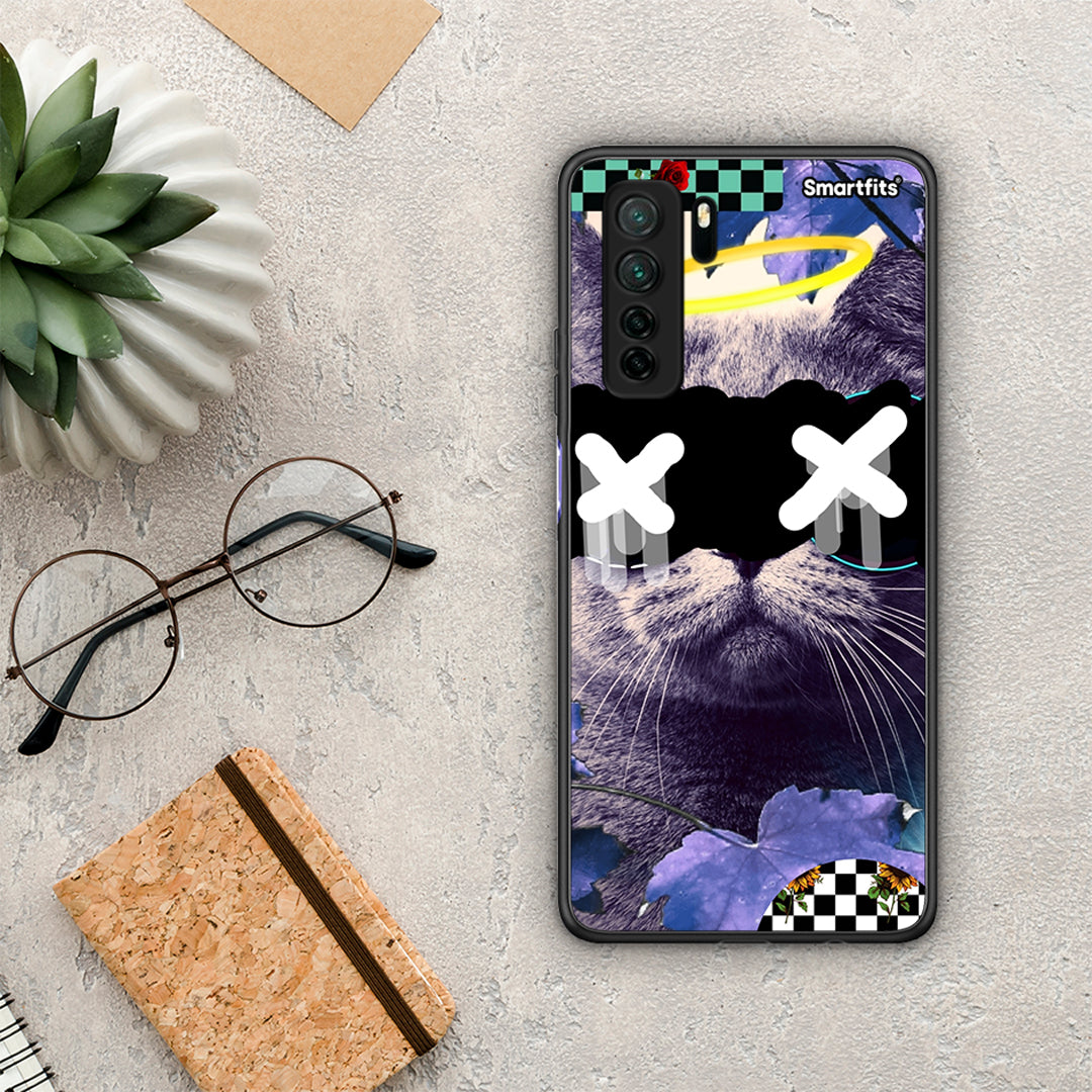 Θήκη Huawei P40 Lite 5G Cat Collage από τη Smartfits με σχέδιο στο πίσω μέρος και μαύρο περίβλημα | Huawei P40 Lite 5G Cat Collage Case with Colorful Back and Black Bezels