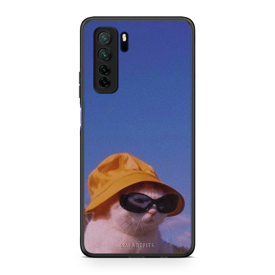 Θήκη Huawei P40 Lite 5G Cat Diva από τη Smartfits με σχέδιο στο πίσω μέρος και μαύρο περίβλημα | Huawei P40 Lite 5G Cat Diva Case with Colorful Back and Black Bezels