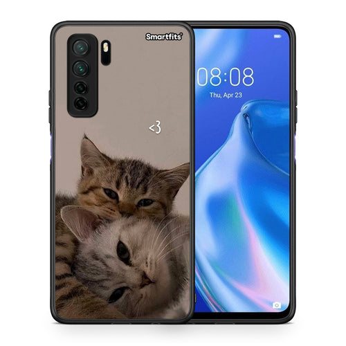 Θήκη Huawei P40 Lite 5G Cats In Love από τη Smartfits με σχέδιο στο πίσω μέρος και μαύρο περίβλημα | Huawei P40 Lite 5G Cats In Love Case with Colorful Back and Black Bezels