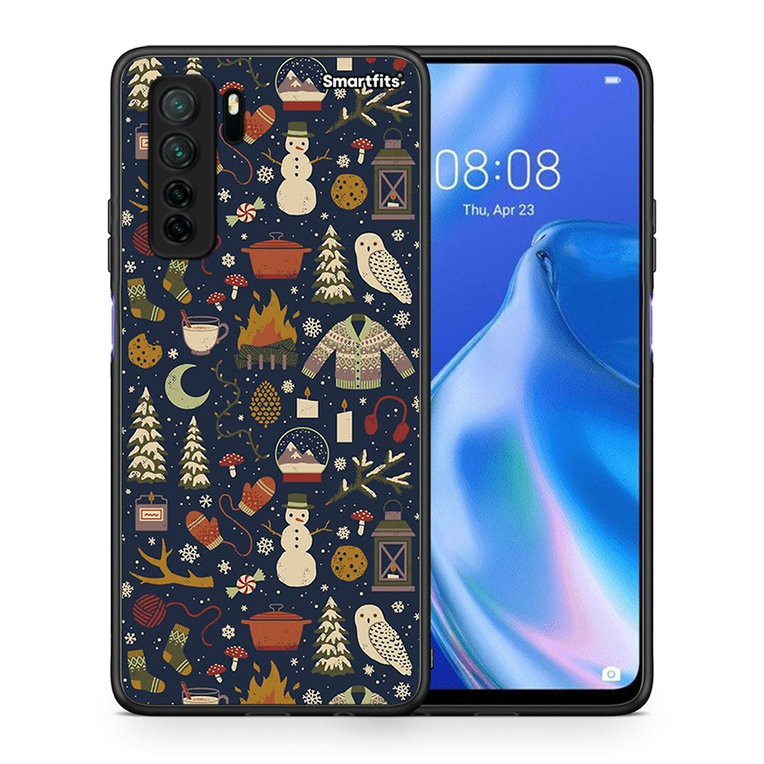 Θήκη Huawei P40 Lite 5G Christmas Elements από τη Smartfits με σχέδιο στο πίσω μέρος και μαύρο περίβλημα | Huawei P40 Lite 5G Christmas Elements Case with Colorful Back and Black Bezels