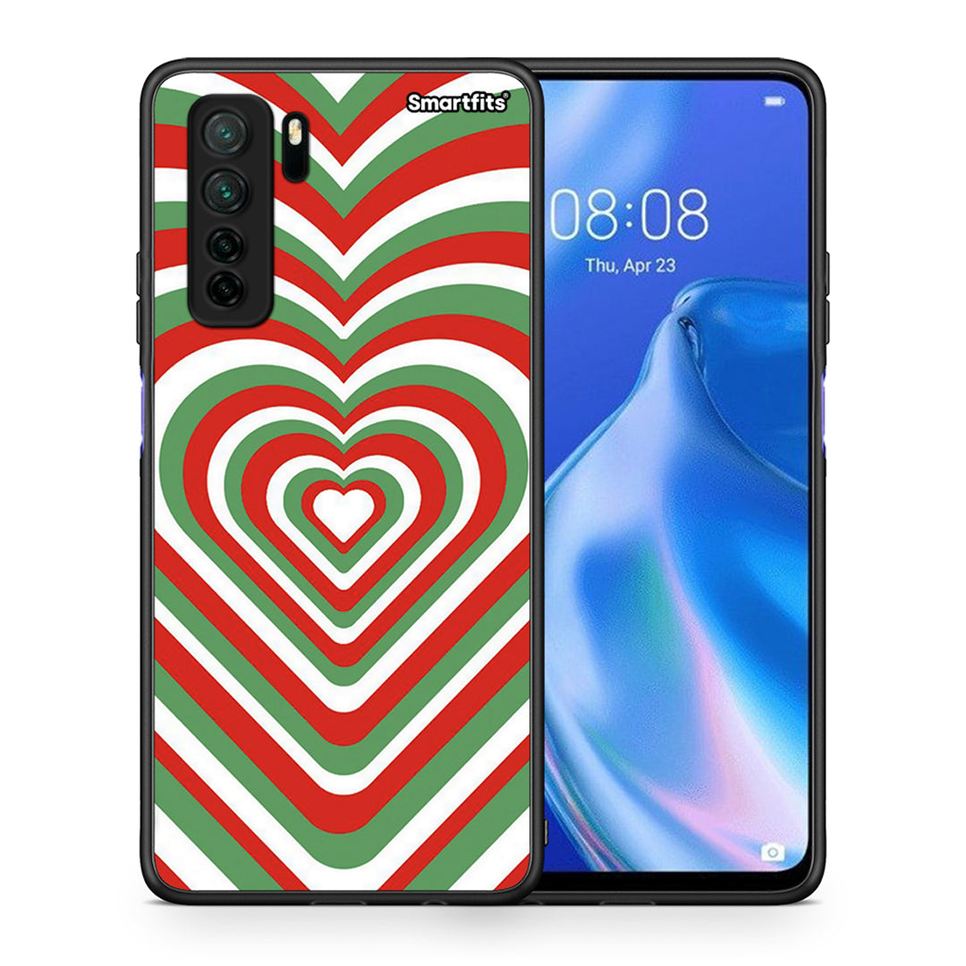 Θήκη Huawei P40 Lite 5G Christmas Hearts από τη Smartfits με σχέδιο στο πίσω μέρος και μαύρο περίβλημα | Huawei P40 Lite 5G Christmas Hearts Case with Colorful Back and Black Bezels