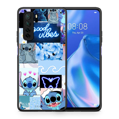 Θήκη Huawei P40 Lite 5G Collage Good Vibes από τη Smartfits με σχέδιο στο πίσω μέρος και μαύρο περίβλημα | Huawei P40 Lite 5G Collage Good Vibes Case with Colorful Back and Black Bezels