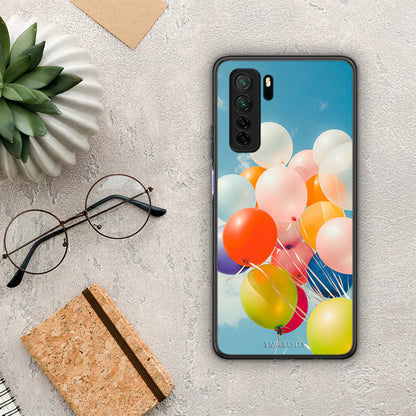 Θήκη Huawei P40 Lite 5G Colorful Balloons από τη Smartfits με σχέδιο στο πίσω μέρος και μαύρο περίβλημα | Huawei P40 Lite 5G Colorful Balloons Case with Colorful Back and Black Bezels