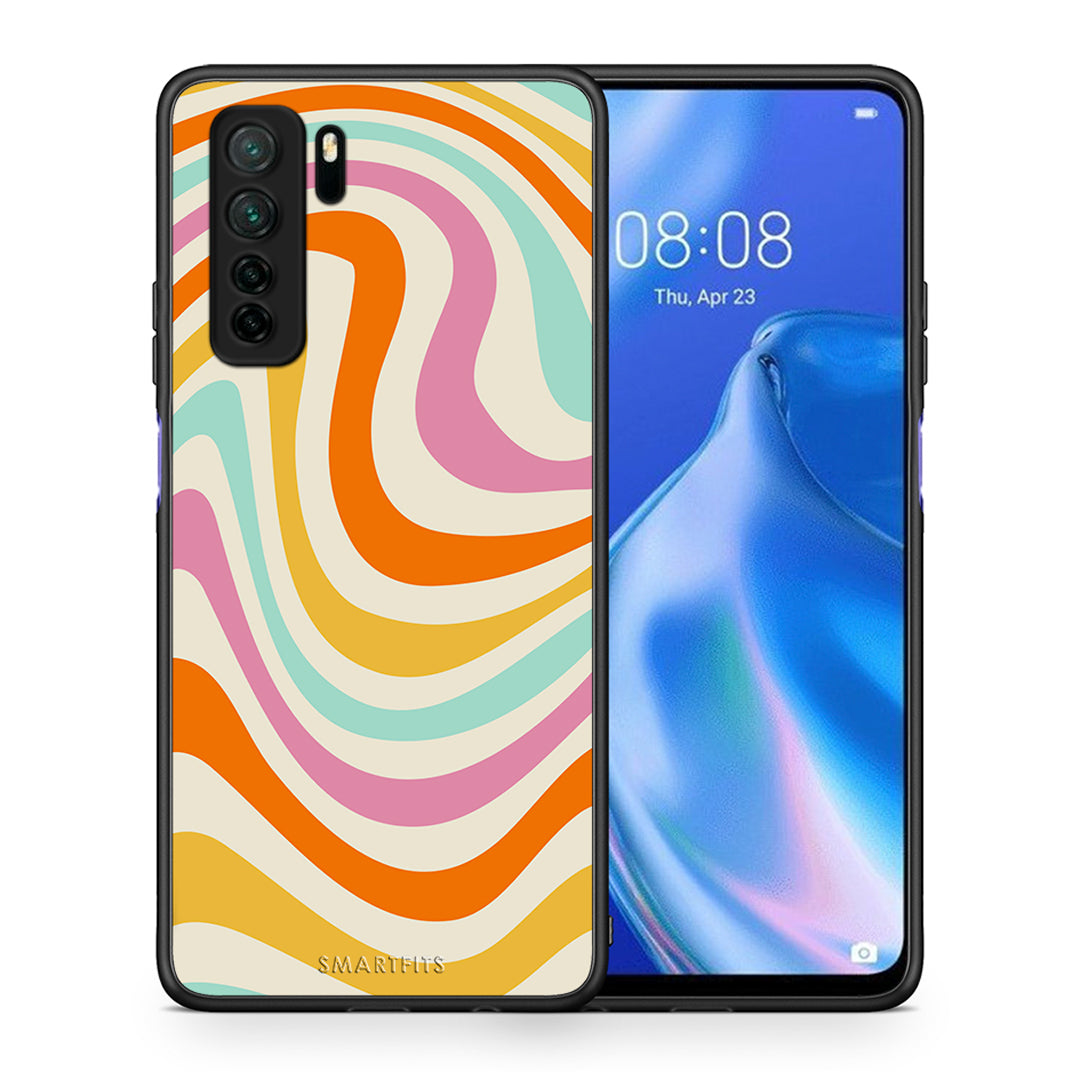 Θήκη Huawei P40 Lite 5G Colourful Waves από τη Smartfits με σχέδιο στο πίσω μέρος και μαύρο περίβλημα | Huawei P40 Lite 5G Colourful Waves Case with Colorful Back and Black Bezels