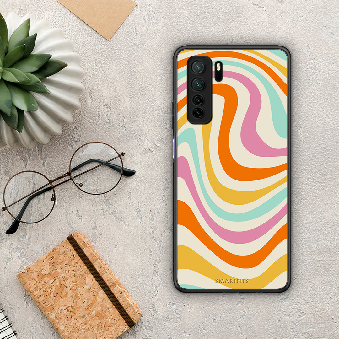 Θήκη Huawei P40 Lite 5G Colourful Waves από τη Smartfits με σχέδιο στο πίσω μέρος και μαύρο περίβλημα | Huawei P40 Lite 5G Colourful Waves Case with Colorful Back and Black Bezels