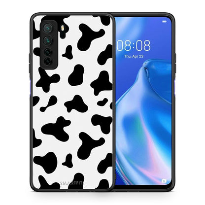 Θήκη Huawei P40 Lite 5G Cow Print από τη Smartfits με σχέδιο στο πίσω μέρος και μαύρο περίβλημα | Huawei P40 Lite 5G Cow Print Case with Colorful Back and Black Bezels