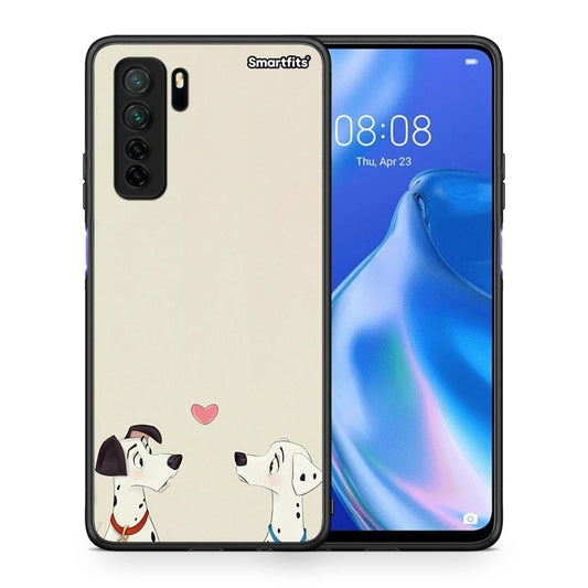Θήκη Huawei P40 Lite 5G Dalmatians Love από τη Smartfits με σχέδιο στο πίσω μέρος και μαύρο περίβλημα | Huawei P40 Lite 5G Dalmatians Love Case with Colorful Back and Black Bezels