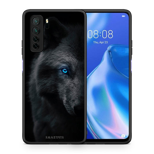Θήκη Huawei P40 Lite 5G Dark Wolf από τη Smartfits με σχέδιο στο πίσω μέρος και μαύρο περίβλημα | Huawei P40 Lite 5G Dark Wolf Case with Colorful Back and Black Bezels