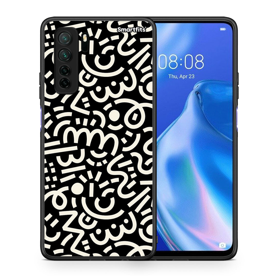 Θήκη Huawei P40 Lite 5G Doodle Art από τη Smartfits με σχέδιο στο πίσω μέρος και μαύρο περίβλημα | Huawei P40 Lite 5G Doodle Art Case with Colorful Back and Black Bezels