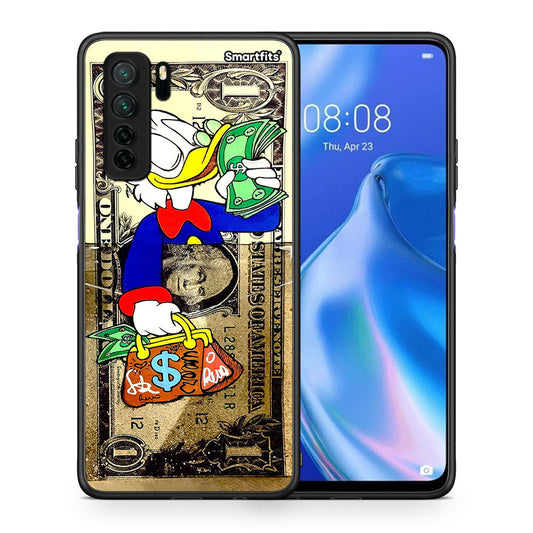 Θήκη Huawei P40 Lite 5G Duck Money από τη Smartfits με σχέδιο στο πίσω μέρος και μαύρο περίβλημα | Huawei P40 Lite 5G Duck Money Case with Colorful Back and Black Bezels