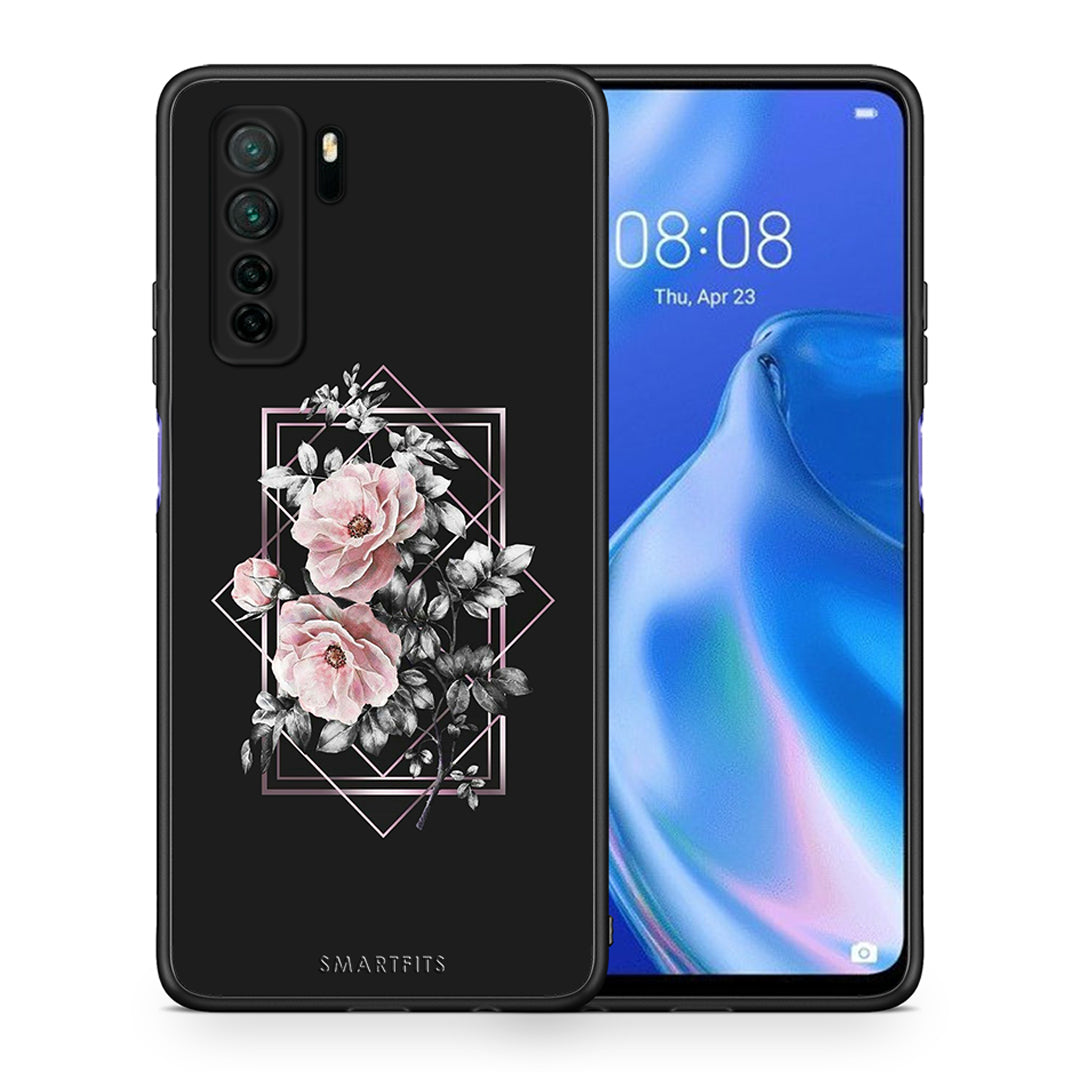 Θήκη Huawei P40 Lite 5G Flower Frame από τη Smartfits με σχέδιο στο πίσω μέρος και μαύρο περίβλημα | Huawei P40 Lite 5G Flower Frame Case with Colorful Back and Black Bezels