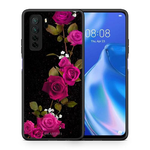 Θήκη Huawei P40 Lite 5G Flower Red Roses από τη Smartfits με σχέδιο στο πίσω μέρος και μαύρο περίβλημα | Huawei P40 Lite 5G Flower Red Roses Case with Colorful Back and Black Bezels