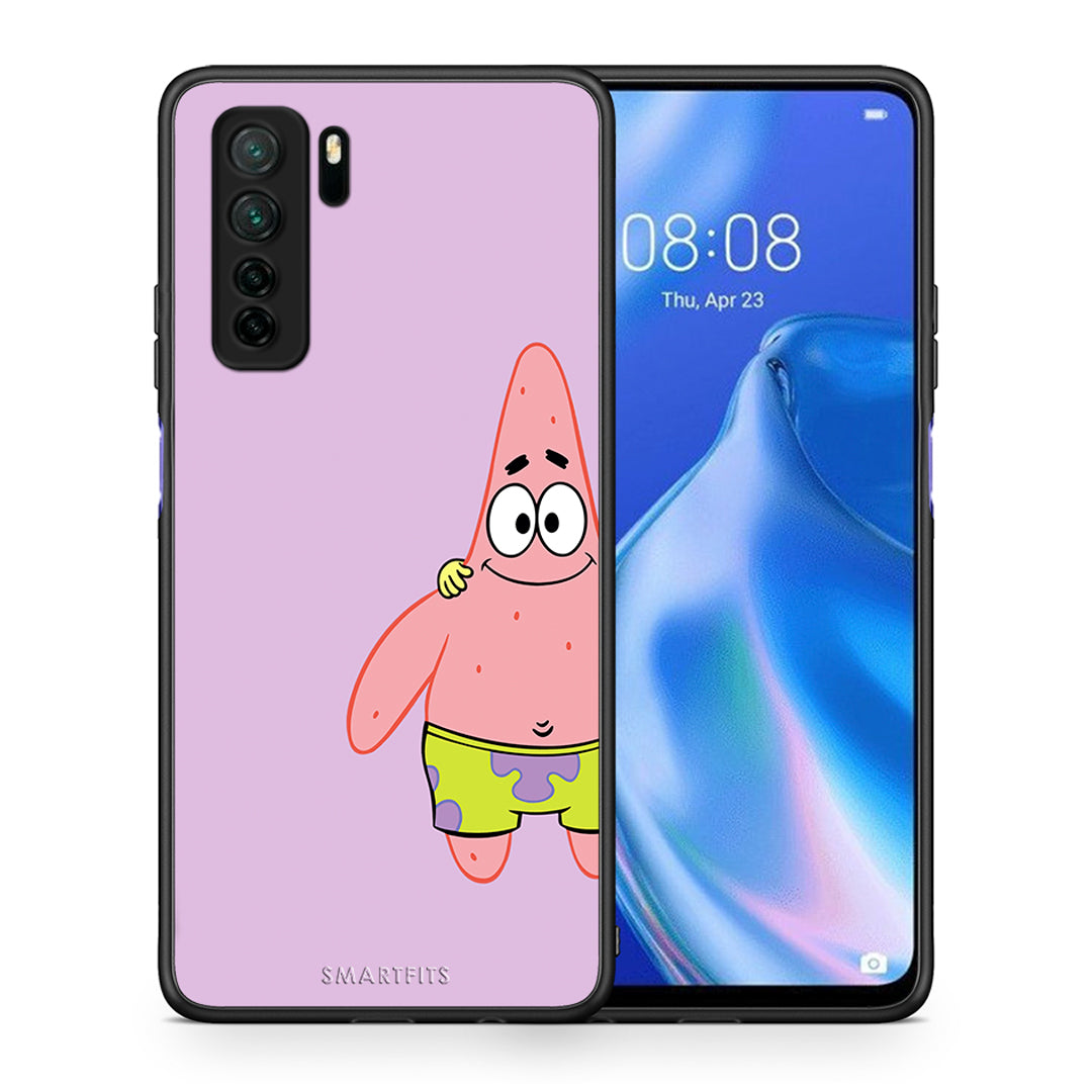 Θήκη Huawei P40 Lite 5G Friends Patrick από τη Smartfits με σχέδιο στο πίσω μέρος και μαύρο περίβλημα | Huawei P40 Lite 5G Friends Patrick Case with Colorful Back and Black Bezels