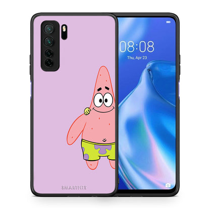 Θήκη Huawei P40 Lite 5G Friends Patrick από τη Smartfits με σχέδιο στο πίσω μέρος και μαύρο περίβλημα | Huawei P40 Lite 5G Friends Patrick Case with Colorful Back and Black Bezels