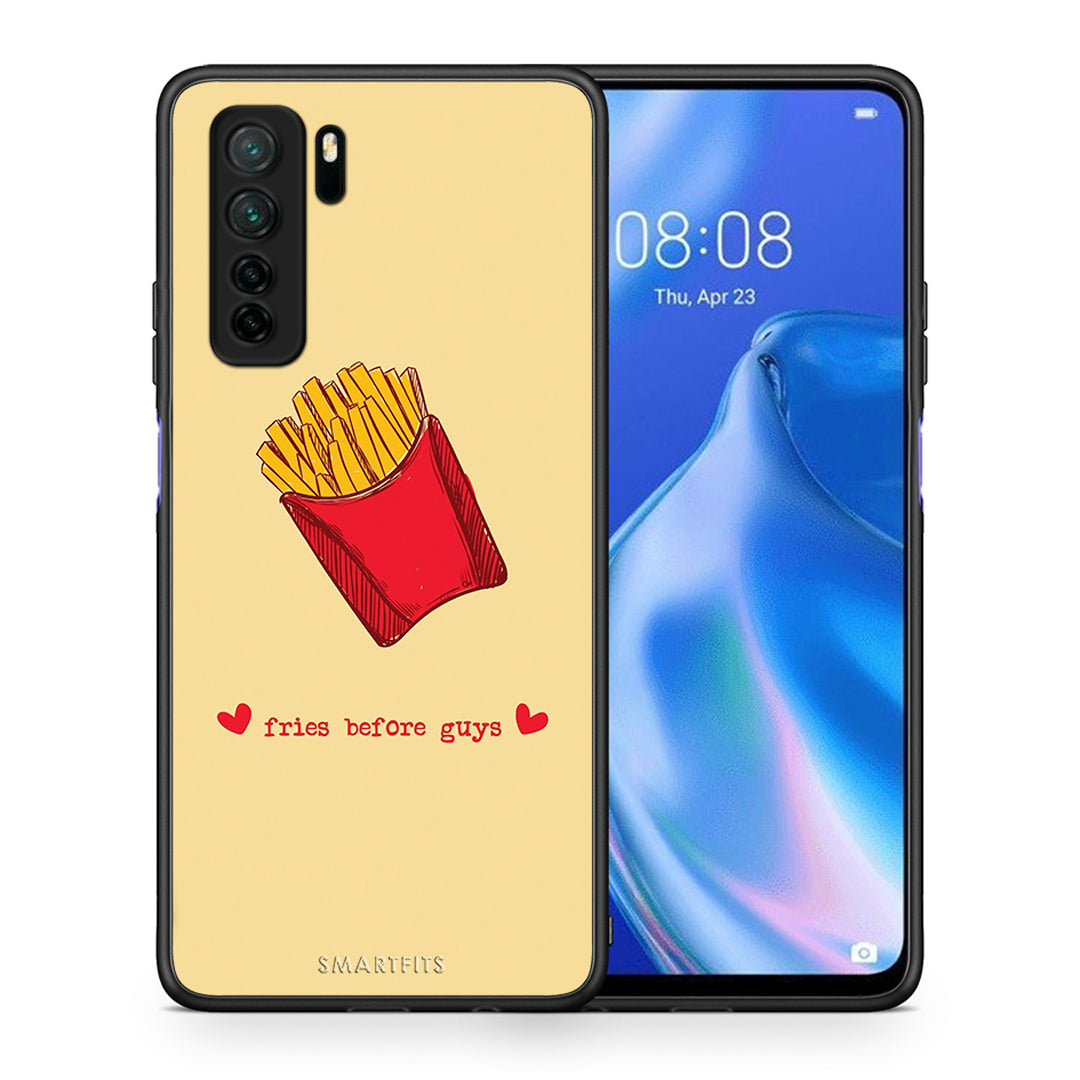 Θήκη Huawei P40 Lite 5G Fries Before Guys από τη Smartfits με σχέδιο στο πίσω μέρος και μαύρο περίβλημα | Huawei P40 Lite 5G Fries Before Guys Case with Colorful Back and Black Bezels