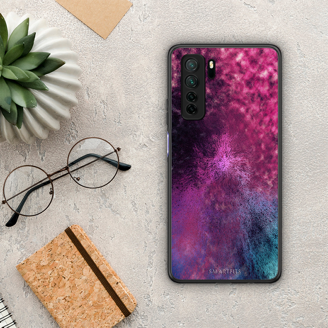 Θήκη Huawei P40 Lite 5G Galactic Aurora από τη Smartfits με σχέδιο στο πίσω μέρος και μαύρο περίβλημα | Huawei P40 Lite 5G Galactic Aurora Case with Colorful Back and Black Bezels