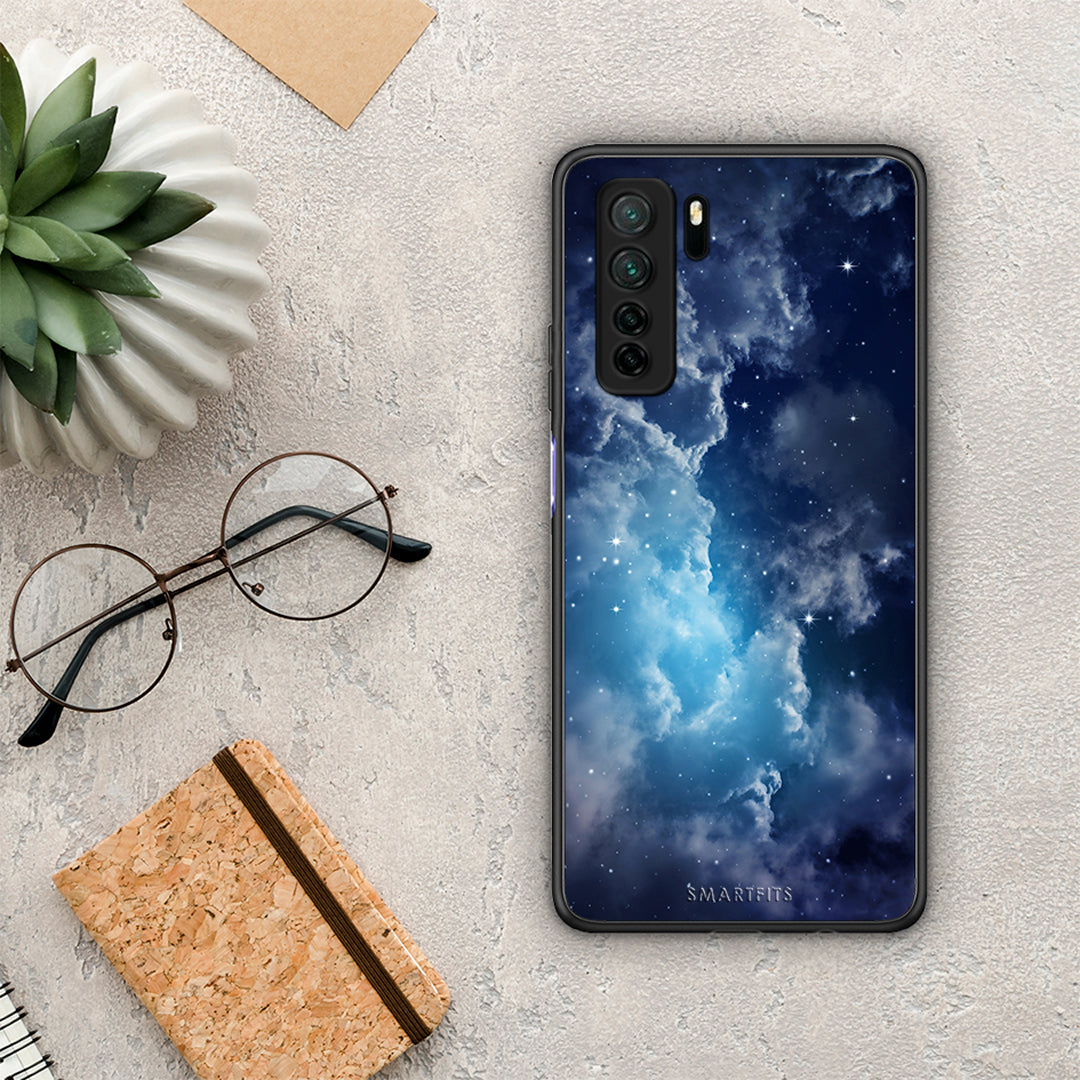 Θήκη Huawei P40 Lite 5G Galactic Blue Sky από τη Smartfits με σχέδιο στο πίσω μέρος και μαύρο περίβλημα | Huawei P40 Lite 5G Galactic Blue Sky Case with Colorful Back and Black Bezels