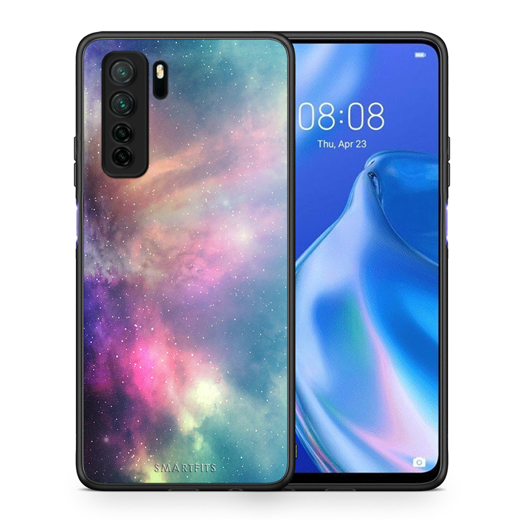 Θήκη Huawei P40 Lite 5G Galactic Rainbow από τη Smartfits με σχέδιο στο πίσω μέρος και μαύρο περίβλημα | Huawei P40 Lite 5G Galactic Rainbow Case with Colorful Back and Black Bezels