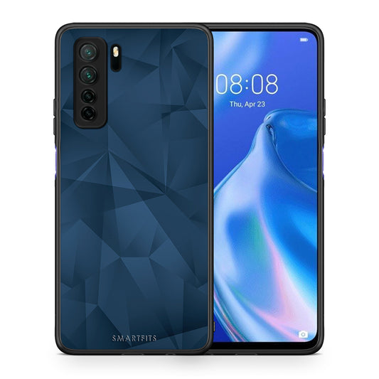 Θήκη Huawei P40 Lite 5G Geometric Blue Abstract από τη Smartfits με σχέδιο στο πίσω μέρος και μαύρο περίβλημα | Huawei P40 Lite 5G Geometric Blue Abstract Case with Colorful Back and Black Bezels