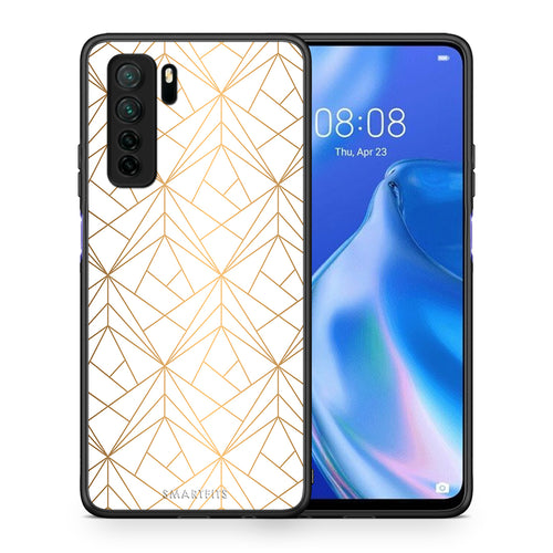 Θήκη Huawei P40 Lite 5G Geometric Luxury White από τη Smartfits με σχέδιο στο πίσω μέρος και μαύρο περίβλημα | Huawei P40 Lite 5G Geometric Luxury White Case with Colorful Back and Black Bezels