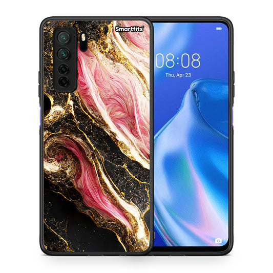 Θήκη Huawei P40 Lite 5G Glamorous Pink Marble από τη Smartfits με σχέδιο στο πίσω μέρος και μαύρο περίβλημα | Huawei P40 Lite 5G Glamorous Pink Marble Case with Colorful Back and Black Bezels