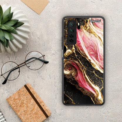 Θήκη Huawei P40 Lite 5G Glamorous Pink Marble από τη Smartfits με σχέδιο στο πίσω μέρος και μαύρο περίβλημα | Huawei P40 Lite 5G Glamorous Pink Marble Case with Colorful Back and Black Bezels