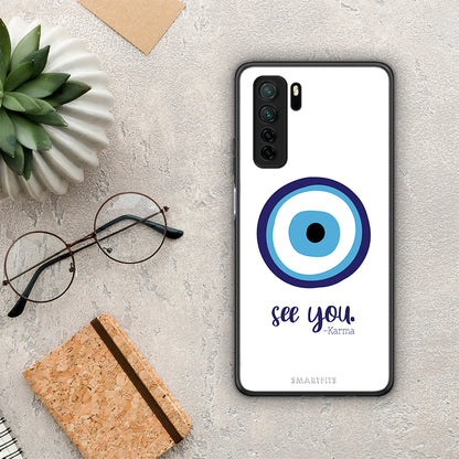 Θήκη Huawei P40 Lite 5G Karma Says από τη Smartfits με σχέδιο στο πίσω μέρος και μαύρο περίβλημα | Huawei P40 Lite 5G Karma Says Case with Colorful Back and Black Bezels