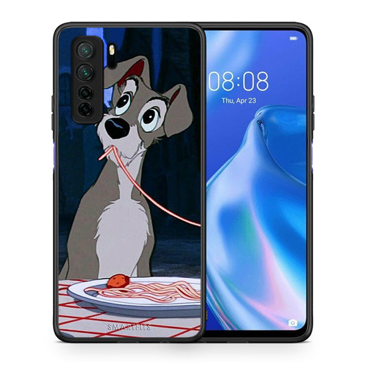 Θήκη Huawei P40 Lite 5G Lady And Tramp 1 από τη Smartfits με σχέδιο στο πίσω μέρος και μαύρο περίβλημα | Huawei P40 Lite 5G Lady And Tramp 1 Case with Colorful Back and Black Bezels