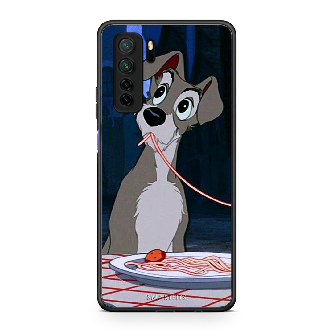 Θήκη Huawei P40 Lite 5G Lady And Tramp 1 από τη Smartfits με σχέδιο στο πίσω μέρος και μαύρο περίβλημα | Huawei P40 Lite 5G Lady And Tramp 1 Case with Colorful Back and Black Bezels