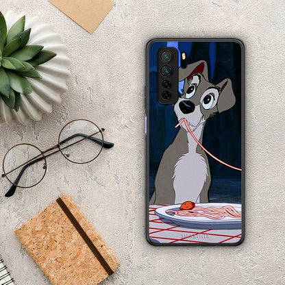 Θήκη Huawei P40 Lite 5G Lady And Tramp 1 από τη Smartfits με σχέδιο στο πίσω μέρος και μαύρο περίβλημα | Huawei P40 Lite 5G Lady And Tramp 1 Case with Colorful Back and Black Bezels