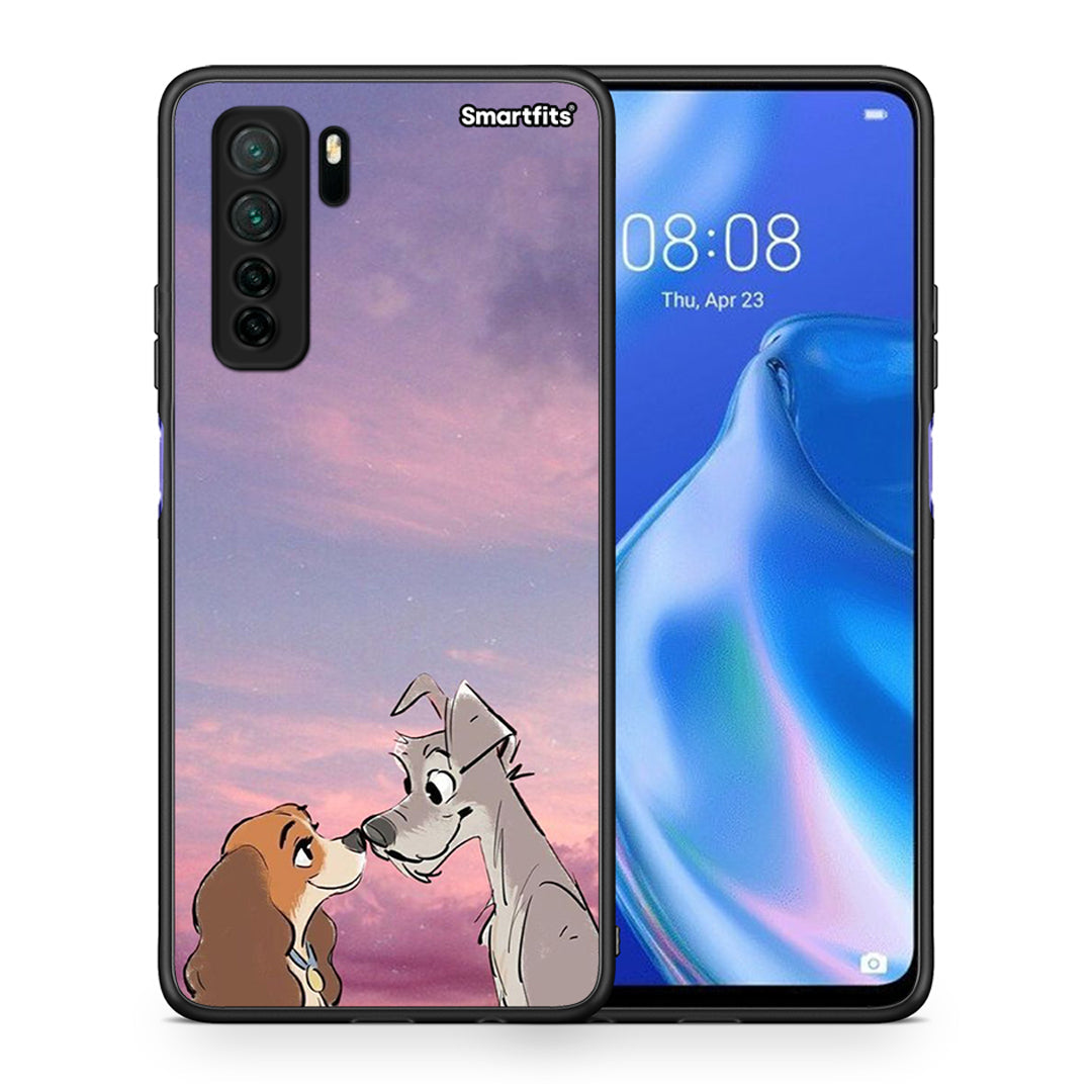 Θήκη Huawei P40 Lite 5G Lady And Tramp από τη Smartfits με σχέδιο στο πίσω μέρος και μαύρο περίβλημα | Huawei P40 Lite 5G Lady And Tramp Case with Colorful Back and Black Bezels
