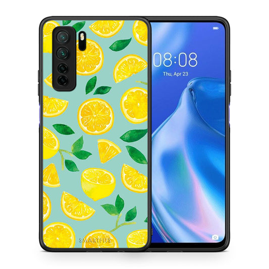 Θήκη Huawei P40 Lite 5G Lemons από τη Smartfits με σχέδιο στο πίσω μέρος και μαύρο περίβλημα | Huawei P40 Lite 5G Lemons Case with Colorful Back and Black Bezels
