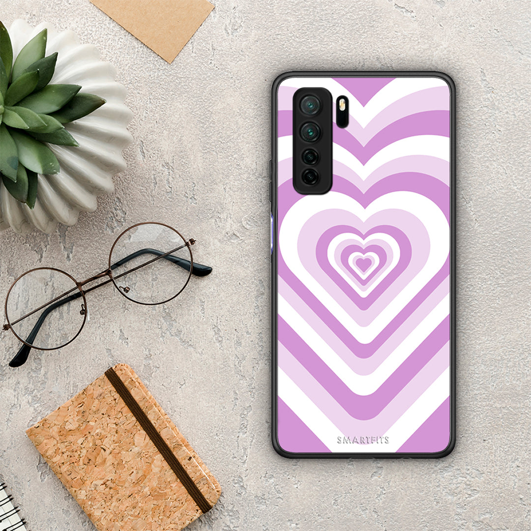 Θήκη Huawei P40 Lite 5G Lilac Hearts από τη Smartfits με σχέδιο στο πίσω μέρος και μαύρο περίβλημα | Huawei P40 Lite 5G Lilac Hearts Case with Colorful Back and Black Bezels