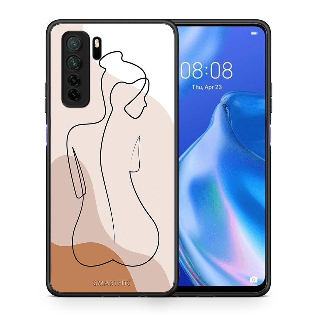 Θήκη Huawei P40 Lite 5G LineArt Woman από τη Smartfits με σχέδιο στο πίσω μέρος και μαύρο περίβλημα | Huawei P40 Lite 5G LineArt Woman Case with Colorful Back and Black Bezels