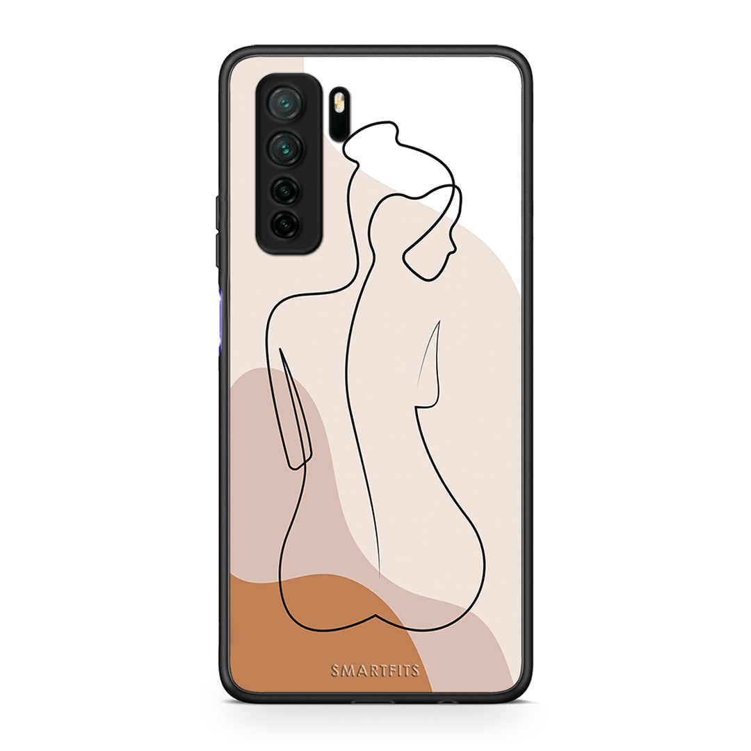 Θήκη Huawei P40 Lite 5G LineArt Woman από τη Smartfits με σχέδιο στο πίσω μέρος και μαύρο περίβλημα | Huawei P40 Lite 5G LineArt Woman Case with Colorful Back and Black Bezels