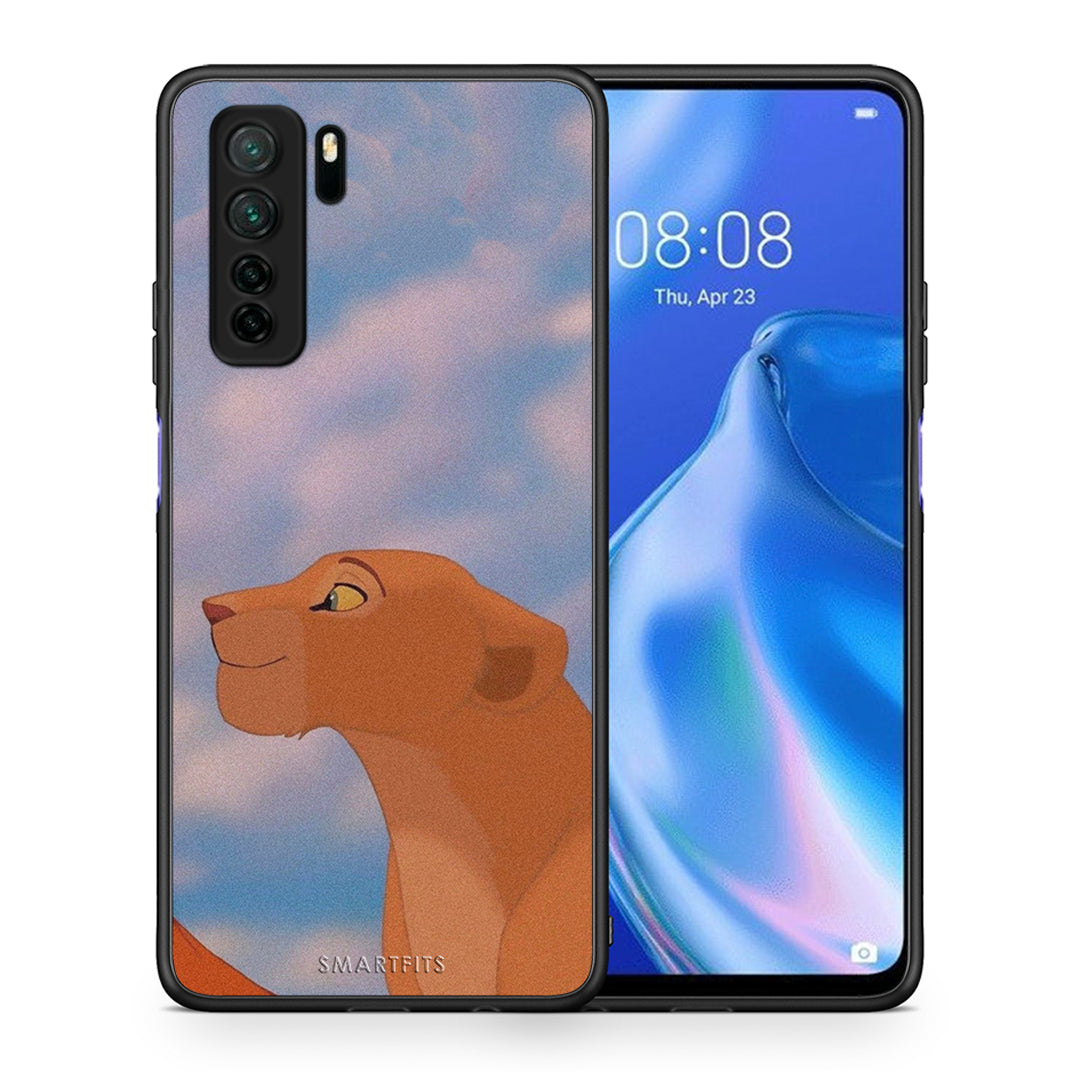 Θήκη Huawei P40 Lite 5G Lion Love 2 από τη Smartfits με σχέδιο στο πίσω μέρος και μαύρο περίβλημα | Huawei P40 Lite 5G Lion Love 2 Case with Colorful Back and Black Bezels