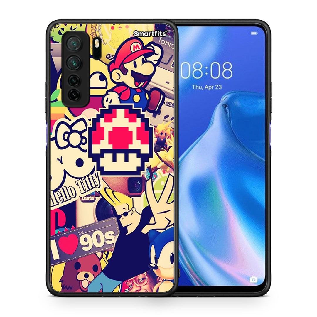 Θήκη Huawei P40 Lite 5G Love The 90s από τη Smartfits με σχέδιο στο πίσω μέρος και μαύρο περίβλημα | Huawei P40 Lite 5G Love The 90s Case with Colorful Back and Black Bezels