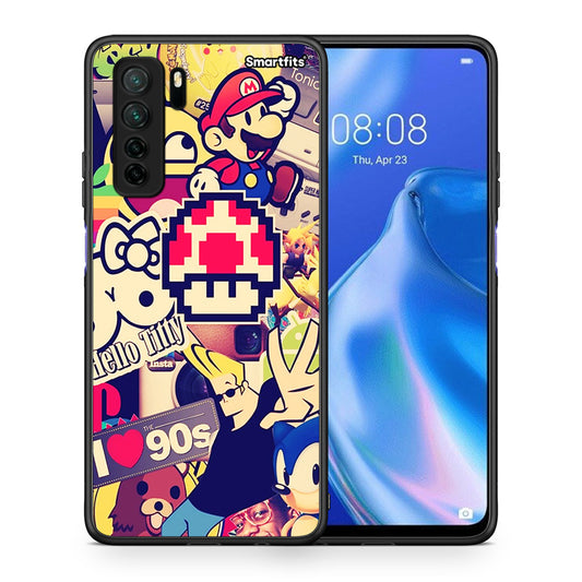 Θήκη Huawei P40 Lite 5G Love The 90s από τη Smartfits με σχέδιο στο πίσω μέρος και μαύρο περίβλημα | Huawei P40 Lite 5G Love The 90s Case with Colorful Back and Black Bezels
