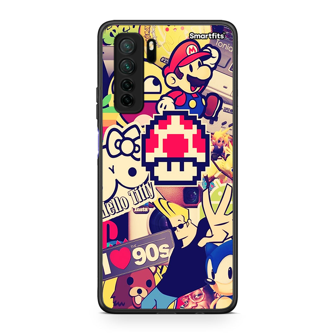 Θήκη Huawei P40 Lite 5G Love The 90s από τη Smartfits με σχέδιο στο πίσω μέρος και μαύρο περίβλημα | Huawei P40 Lite 5G Love The 90s Case with Colorful Back and Black Bezels