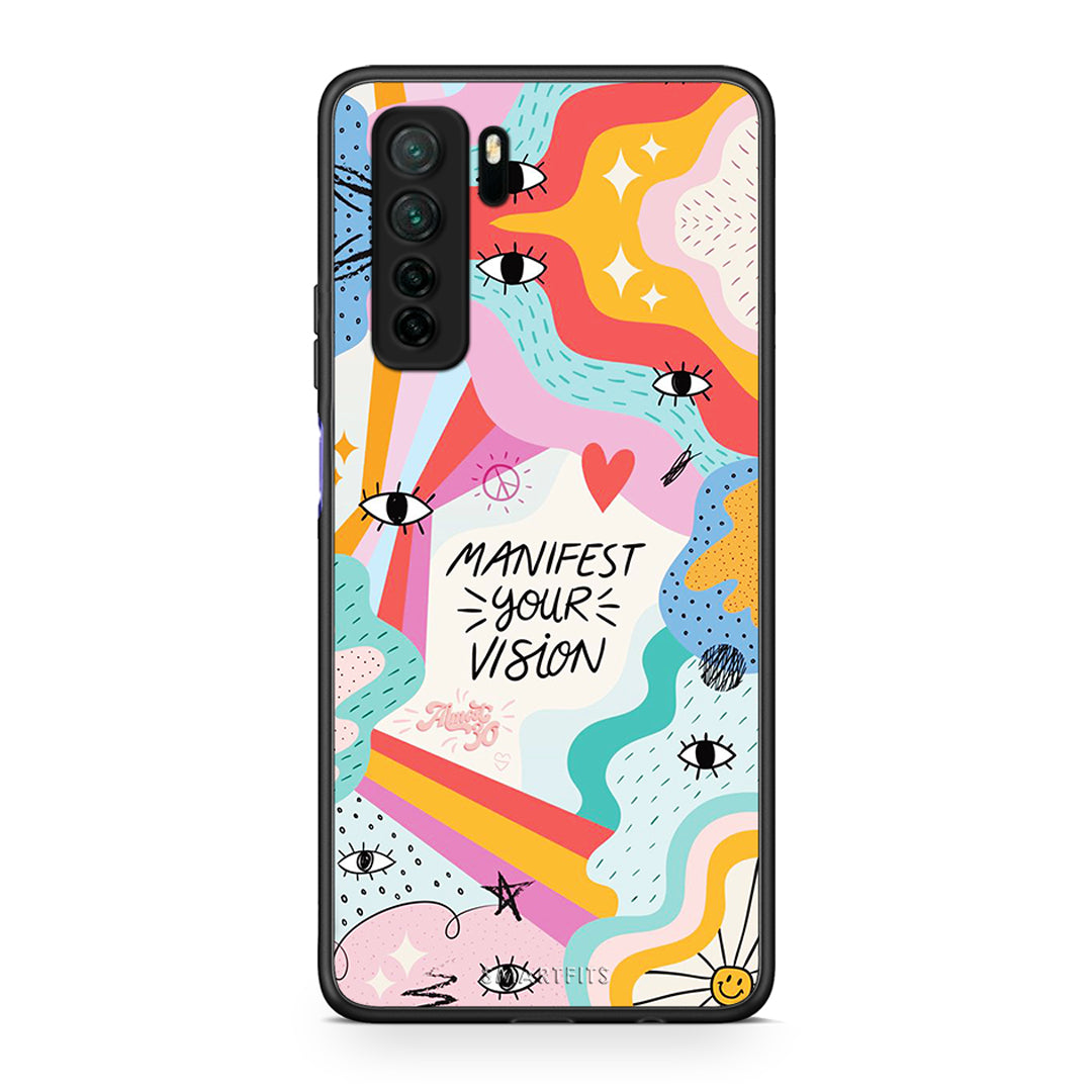 Θήκη Huawei P40 Lite 5G Manifest Your Vision από τη Smartfits με σχέδιο στο πίσω μέρος και μαύρο περίβλημα | Huawei P40 Lite 5G Manifest Your Vision Case with Colorful Back and Black Bezels