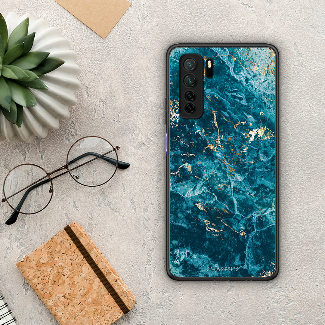 Θήκη Huawei P40 Lite 5G Marble Blue από τη Smartfits με σχέδιο στο πίσω μέρος και μαύρο περίβλημα | Huawei P40 Lite 5G Marble Blue Case with Colorful Back and Black Bezels