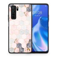 Thumbnail for Θήκη Huawei P40 Lite 5G Marble Hexagon Pink από τη Smartfits με σχέδιο στο πίσω μέρος και μαύρο περίβλημα | Huawei P40 Lite 5G Marble Hexagon Pink Case with Colorful Back and Black Bezels