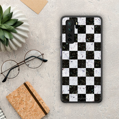 Θήκη Huawei P40 Lite 5G Marble Square Geometric από τη Smartfits με σχέδιο στο πίσω μέρος και μαύρο περίβλημα | Huawei P40 Lite 5G Marble Square Geometric Case with Colorful Back and Black Bezels