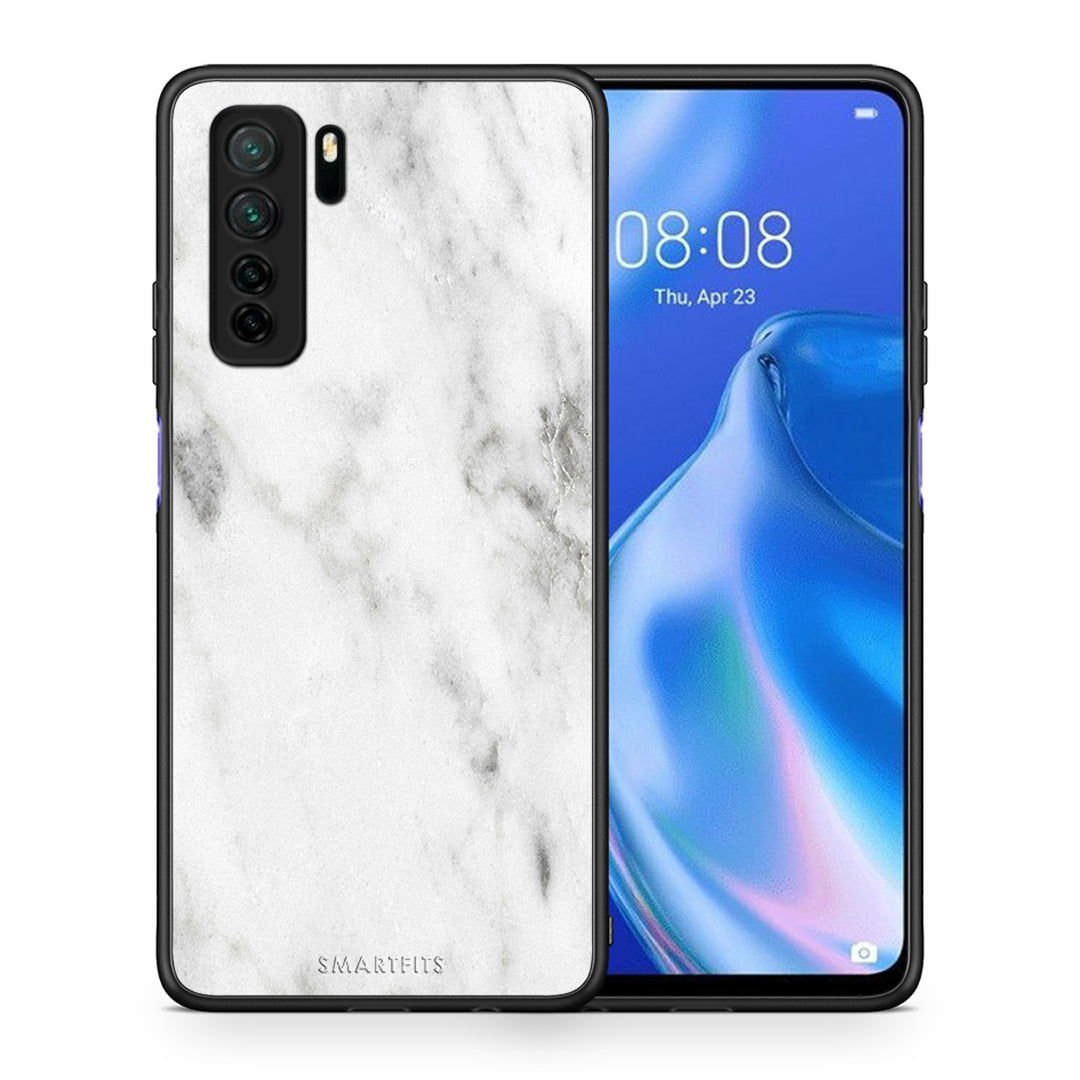 Θήκη Huawei P40 Lite 5G Marble White από τη Smartfits με σχέδιο στο πίσω μέρος και μαύρο περίβλημα | Huawei P40 Lite 5G Marble White Case with Colorful Back and Black Bezels