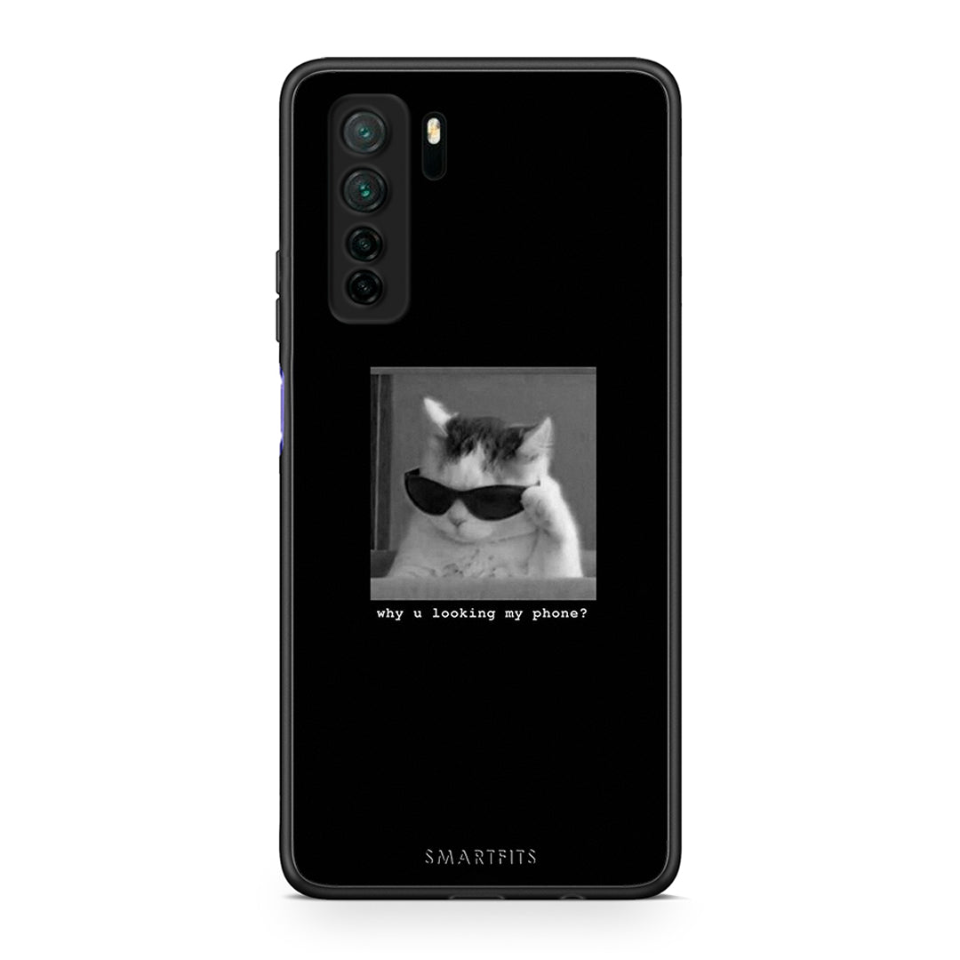 Θήκη Huawei P40 Lite 5G Meme Cat από τη Smartfits με σχέδιο στο πίσω μέρος και μαύρο περίβλημα | Huawei P40 Lite 5G Meme Cat Case with Colorful Back and Black Bezels