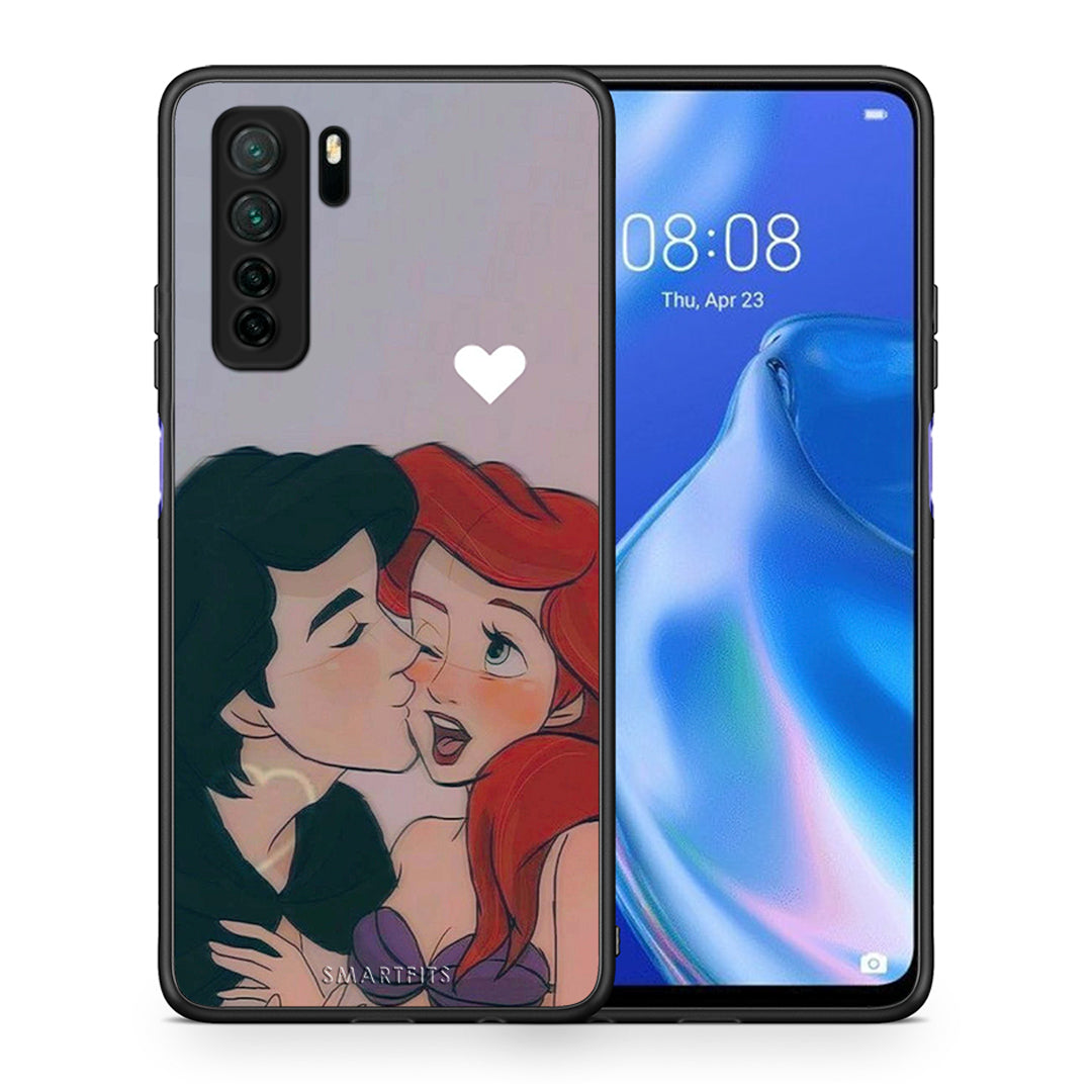 Θήκη Huawei P40 Lite 5G Mermaid Couple από τη Smartfits με σχέδιο στο πίσω μέρος και μαύρο περίβλημα | Huawei P40 Lite 5G Mermaid Couple Case with Colorful Back and Black Bezels